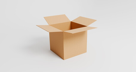 Open Kraft Cardboard Packaging Box Mockup