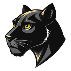 Solid Black Panther Head in Minimalist Side Profile