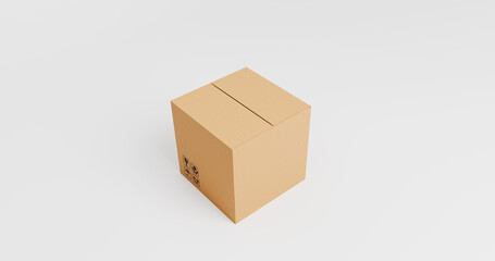 Obraz premium Small Closed Brown Cardboard Box with Fragile Label