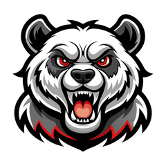 Aggressive Panda Mascot with Fangs and Stylized Claws in Bold Vector Style