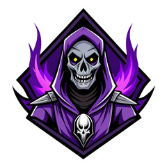 Skeletal Reaper in Dark Robes with Purple Aura in Gothic Crest
