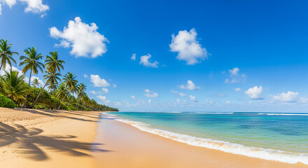 tropical beach with palm trees