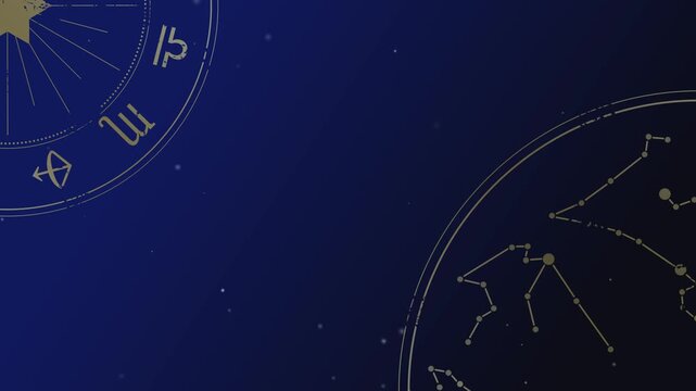 夜空にホロスコープが回転する占星術の動画背景