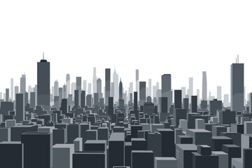 Obraz premium Modern grayscale cityscape with towering skyscrapers creating a dynamic urban skyline, perfect for business or architectural concepts