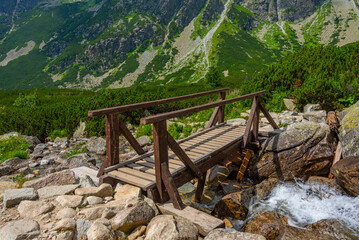 Hiking trail towards Rysy peak at High Tatras national park in S © dudlajzov