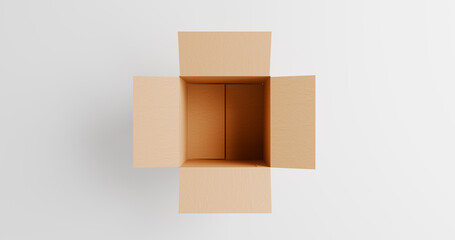 Top View of Open Brown Cardboard Box