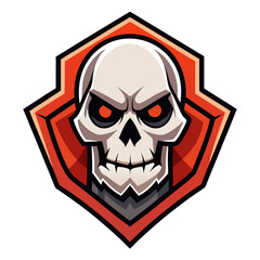 Front-Facing Cartoon Skull Emblem with Exaggerated Outlines for Bold Centralized Branding