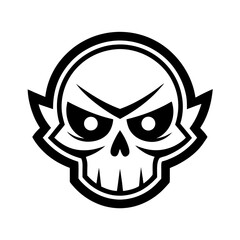 Minimal Skull Mascot with Thick Vector Lines and Circular Eyes in Monochrome for Apparel or Icon Use