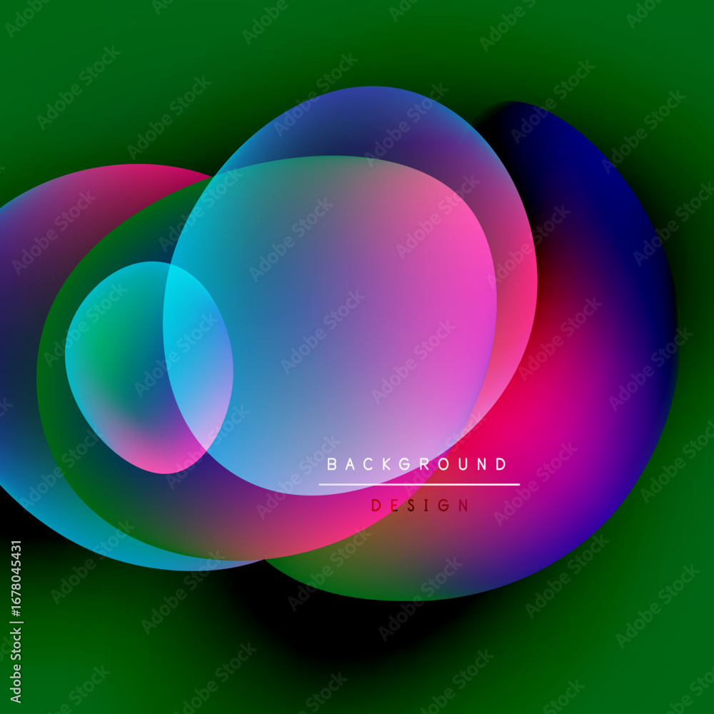 Poster abstract colorful overlapping circles create vibrant background. modern design features gradients, s