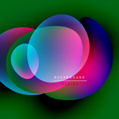 Abstract colorful overlapping circles create vibrant background. Modern design features gradients, smooth transitions, bold hues.