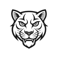Minimalist Panther Head in Line Art with Forward Gaze for Sleek Aggression
