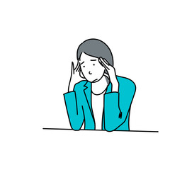 頭を抱えるビジネスウーマンのベクターイラスト｜悩み・ストレス・仕事の問題に直面する女性