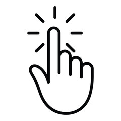 Fototapeta premium Finger pointing upwards with rays around it indicating click or selection action icon design vector graphic vector silhouette