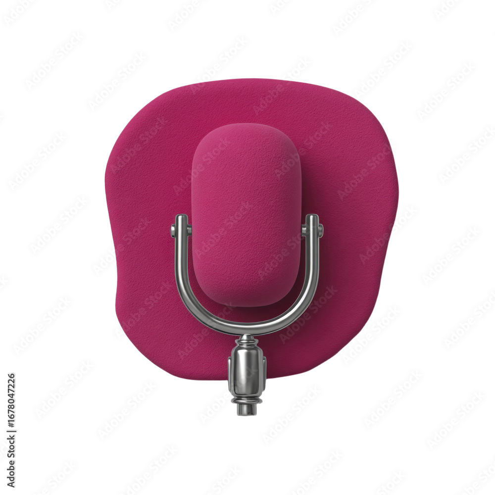 Poster a studio microphone with a pink fuzzy texture on a transparent background recording