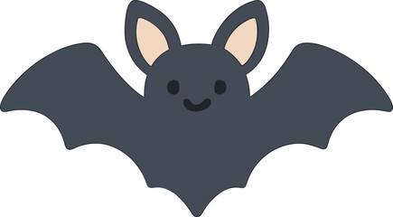 Cute Cartoon Style Smiling Bat Silhouette Character Element Graphic Illustration