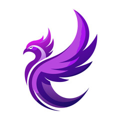Elegant Swirling Purple Feather Phoenix Icon in Gradient Finish