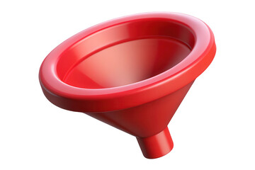 Three dimensional red plastic funnel illustration