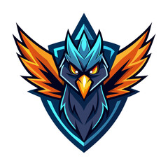 Obraz premium Electric Bird Crest with Angular Wings and Glowing Head Flame