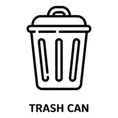 Outline drawing of a trash can with a lid and handle isolated on a white background vector image  vector silhouette