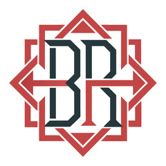 Fototapeta premium Geometric Interlocking BR Monogram in Bold Sans-Serif Style