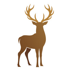 Elegant Stag Silhouette with Simplified Antlers and Earth-Tone Typography