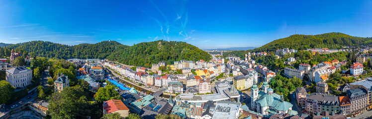 Panorama view of Karovy Vary in Czech republic