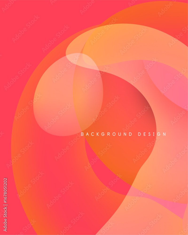 Poster abstract background features overlapping orange, pink shapes. gradient colors create soft visual eff