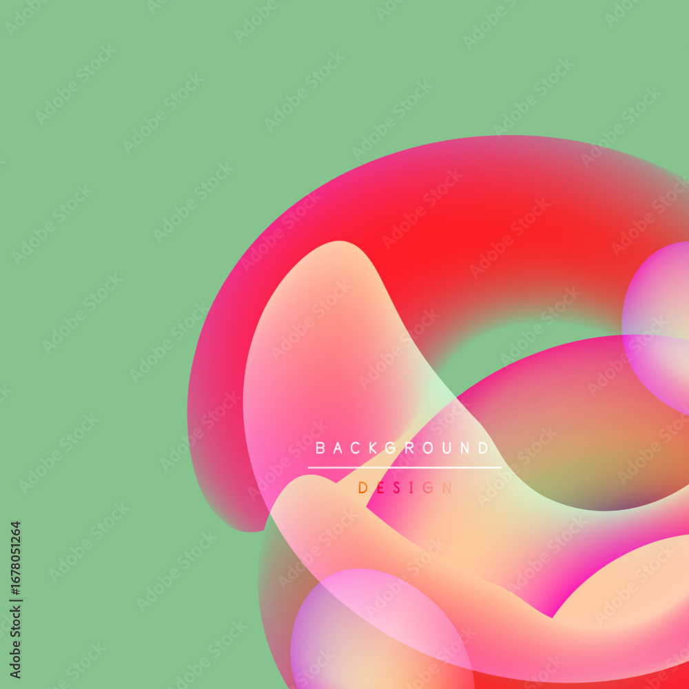 Poster abstract fluid shapes overlap, creating vibrant color gradients. soft pinks, reds, oranges blend aga