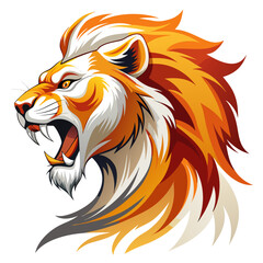 Orange-and-White Roaring Lion with Golden Mane Highlights