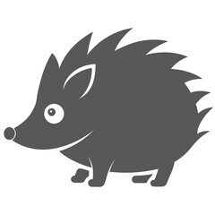 Flat Grey Hedgehog Silhouette with Rounded Snout for Minimal Branding