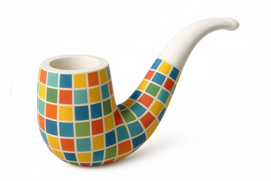 Vintage smoking pipe displaying checkered pattern, suggesting peaceful contemplation against transparent backdrop