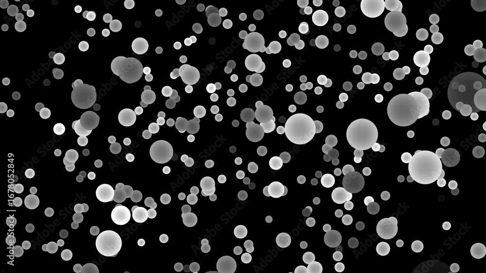 Aufkleber abstract background with floating white and gray transparent circles on a black backdrop, creating a