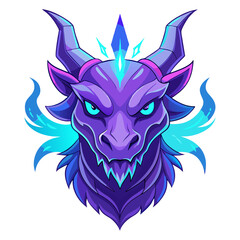 Purple Dragon Head with Blue Horns and Gradient Haze for Fantasy Esports Identity