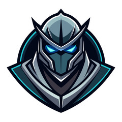 Tech-Style Crest with Stealth Mech Helmet, Glowing Facial Lines, and Dark Visor
