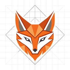 Modern Angular Fox Logo with White Accents in Grid Layout for Crisp Vector Pattern