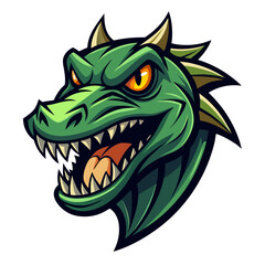 Aggressive Alligator Head with Scaly Texture and Glowing Eyes for Sports Branding