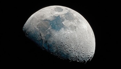 Crescent moon, cratered surface