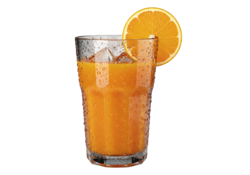 Refreshing Orange Juice in a Glass with Ice and Garnish for a Healthy Start to the Day or a Cool Summer Beverage on a Black Background