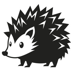 Monochrome Hedgehog Icon with Rounded Spikes and Negative Space for Sharp Clarity