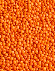 Fototapeta premium Close-up view of many orange lentils