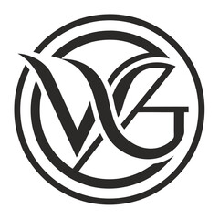 Minimalist Circular W-G Monogram in Clean Monochrome Intertwined Design