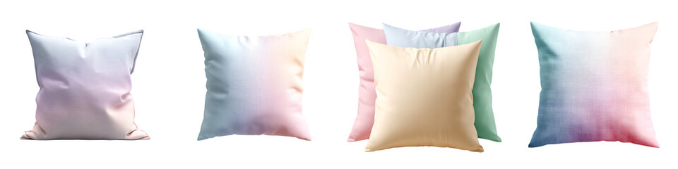 Pastel Pillow Collection: Soft Decorative Cushions Isolated