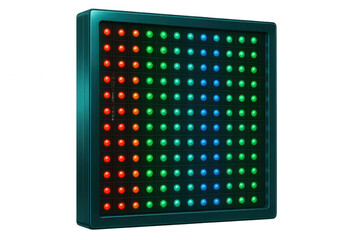 Led panel glowing with vibrant red, green, blue gradient, illuminating transparent surface for cutting-edge technological visualization
