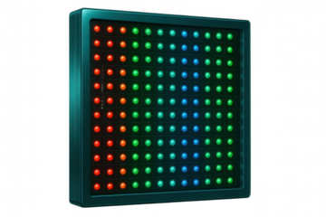 Led panel glowing with vibrant red, green, blue gradient, illuminating transparent surface for cutting-edge technological visualization
