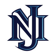 Clean Negative-Space NJ Lettermark in Sharp Monogram Form