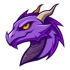 Profile Purple Dragon Head with Glowing Eyes and Stylized Scales for Aggressive Branding