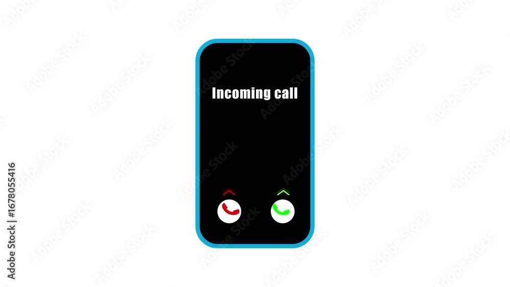 Poster incoming call screen animation with ringing alert, caller id display, and interactive accept or decl