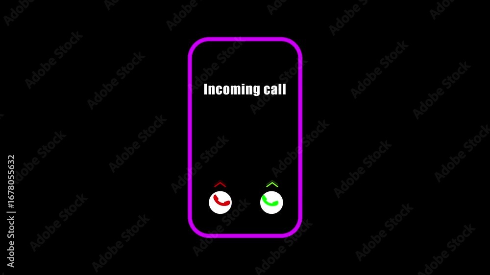 Poster incoming call screen animation with ringing alert, caller id display, and interactive accept or decl
