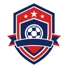 Classic Red-and-Blue Football Emblem in Shield Badge Layout