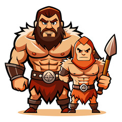 Bold Cartoon Barbarian Duo with Exaggerated Features for Branding
